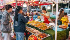 Pakse Food Stalls at the local market, Laos